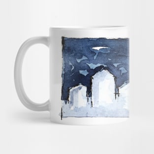 Blue navy and white landscape Mug